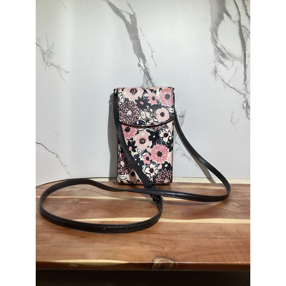 kate spade pink dhalia floral print crossbody phone purse